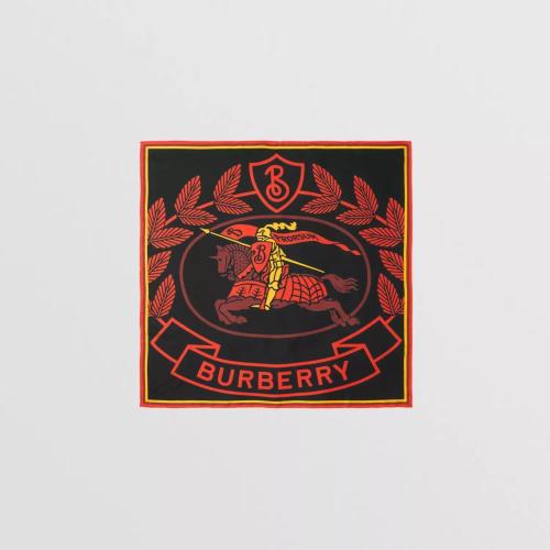  BURBERRY 22年秋冬 女士 馬術騎士印花桑蠶絲方巾 80611401