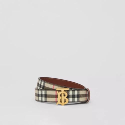  BURBERRY 22年秋冬 女士 雙面兩用 Vintage 格紋專屬標識圖案腰帶 80524831