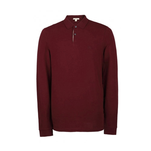 BURBERRY/博柏利 男士棗紅色棉質長袖Polo衫 3942258