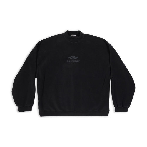 Balenciaga/巴黎世家 22年秋冬新款 女士黑色滌綸飾有同色刺繡LOGO圖案圓領運動衫697975TMVA71069