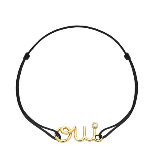DIOR/迪奧 OUI系列 女士18k金黃金鑲嵌鉆石黑繩手鏈JOUI95019_0000