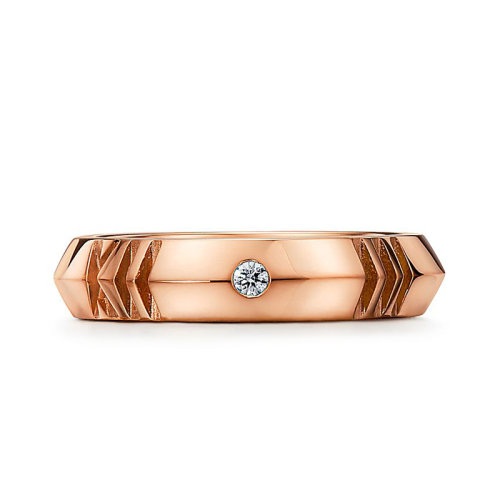 Tiffany & Co./蒂芙尼 Atlas X系列 18K金玫瑰金四顆圓形明亮式切割鉆石戒指GRP11736