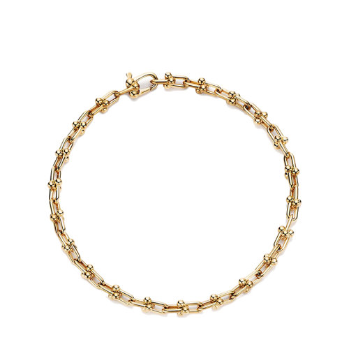 Tiffany & Co./蒂芙尼 22春夏新款HardWear系列 18K金黃金微型鏈環手鏈GRP10020