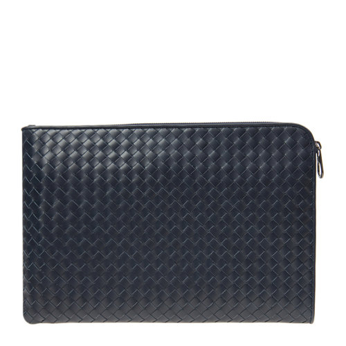 Bottega Veneta/葆蝶家 男士純色牛皮經典編織拉鏈開合編織錢夾錢包手拿包手包男包 406021-V4651 多色可選