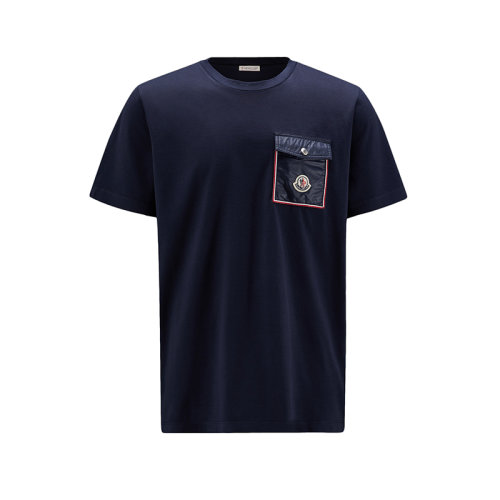 Moncler/蒙克萊 22年秋冬新款 男士午夜藍(lán)色純棉飾口袋短袖T恤H10918C000488390Y778