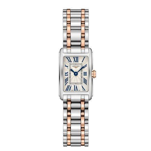 LONGINES/浪琴  黛綽維納系列石英機(jī)芯精鋼和玫瑰金表冠女士方形腕表17.70X27.00毫米 L5.258.5.71.7