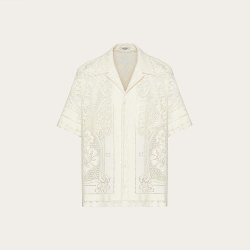  VALENTINO華倫天奴 22年秋冬 男士 短袖襯衫 CHEMISE EN GUIPURE XV3AAA9088DA03