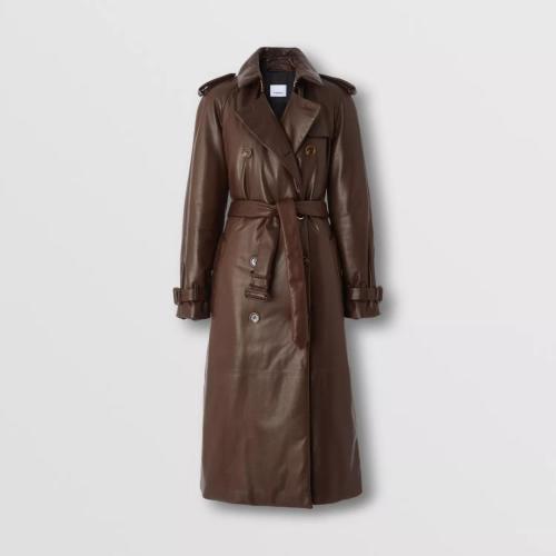  BURBERRY 22年秋冬 女士 滑鐵盧版型浸染羔羊皮長款 Trench 風衣 80559821