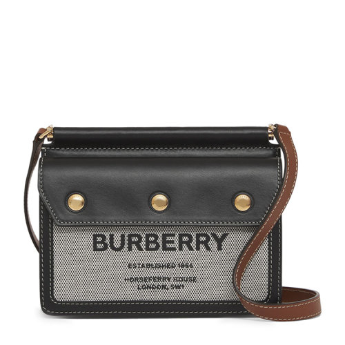 BURBERRY/博柏利 Title-迷你Horseferry印花口袋細(xì)節(jié)泰爾特手袋 小牛皮,棉80428521