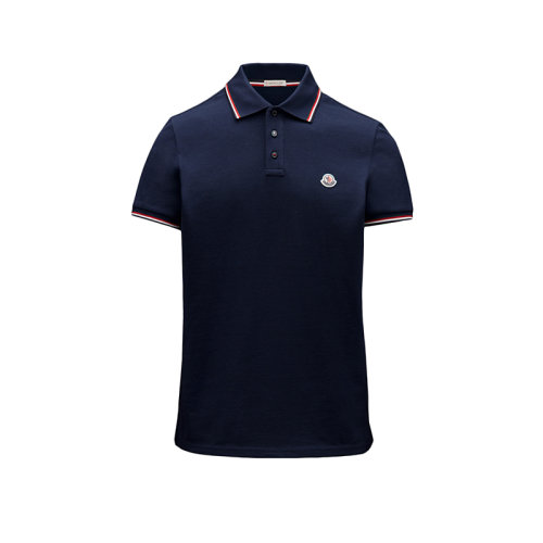 Moncler/蒙克萊 22年秋冬新款 男士靛青色純棉徽標貼片短袖polo衫H20918A7030084556796