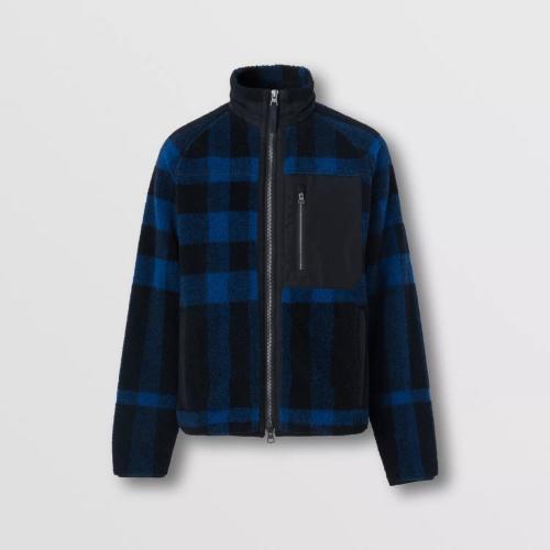  BURBERRY 22年秋冬 男士 大號格紋高領絨頭外套 80596831