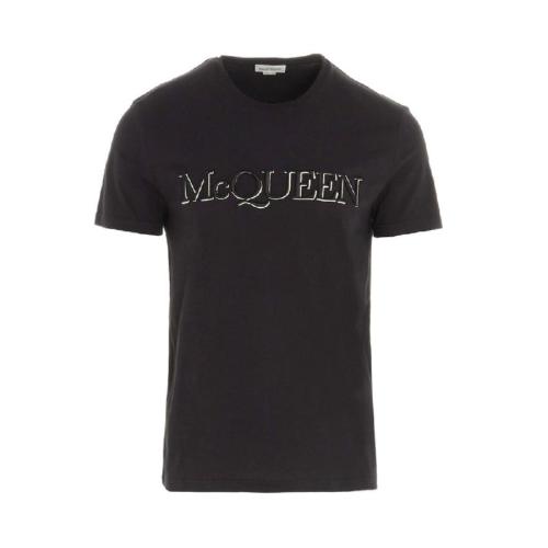 Alexander McQueen/亞歷山大麥昆 男士黑色棉質短袖T恤 649876-QRZ56-0901