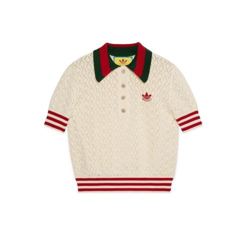  GUCCI古馳 22年秋冬 女士 adidas x Gucci聯名系列棉質Polo衫 693832 XKCDM 9133