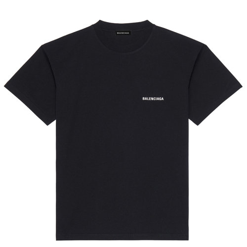 Balenciaga/巴黎世家男士黑色棉質(zhì)復古平紋針織中號徽標款式T恤612966TIVG51070