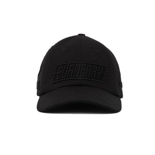 BURBERRY/博柏利 22年秋冬新款 男士黑色純棉徽章嵌花嘎巴甸棒球帽鴨舌帽80561251