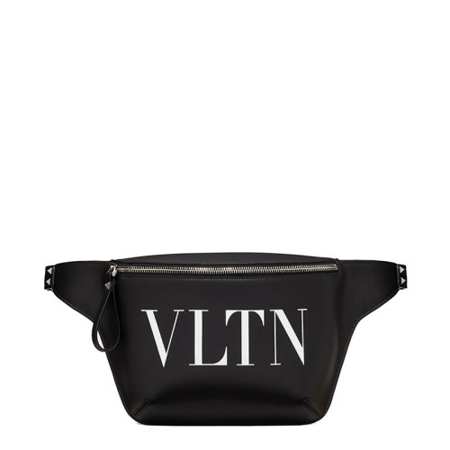 Valentino/華倫天奴 21新款 VLTN系列 男士黑色小牛皮拉鏈開(kāi)合VLTN印花腰包WY2B0A87WJW0NI
