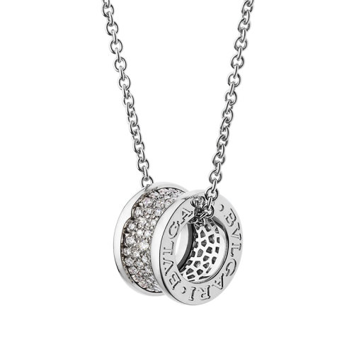 BVLGARI/寶格麗 B.ZERO1系列 18K金白金螺旋形上有密釘鉆石吊墜項(xiàng)鏈 346167