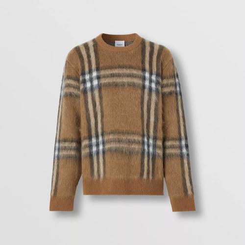  BURBERRY 22年秋冬 男士 格紋羊毛混紡提花寬松針織衫 80579551