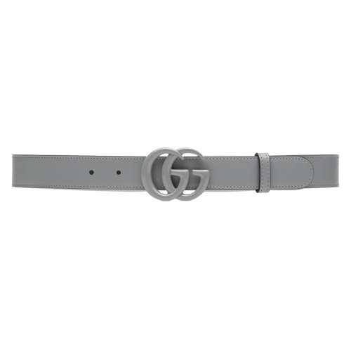 GUCCI/古馳新款 GG Marmont系列 女士灰色皮革雙G帶扣窄版腰帶?3厘米?41451618YXV1711