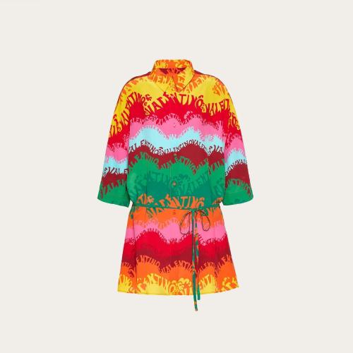  VALENTINO華倫天奴 22年秋冬 女士 連衣裙 ROBE CHEMISE EN CREPE DE CHINE a IMPRIMé VALENT