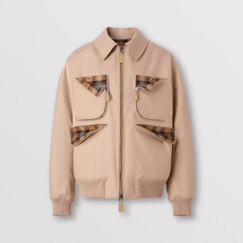  BURBERRY 22年秋冬 男士 口袋裝飾棉質(zhì)嘎巴甸哈林頓外套 80608841