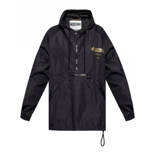 Moschino 莫斯奇諾 20春夏 女裝 服飾 黑色聚酰胺連帽經典logo拉鏈夾克衫女士衛衣 J051355181555