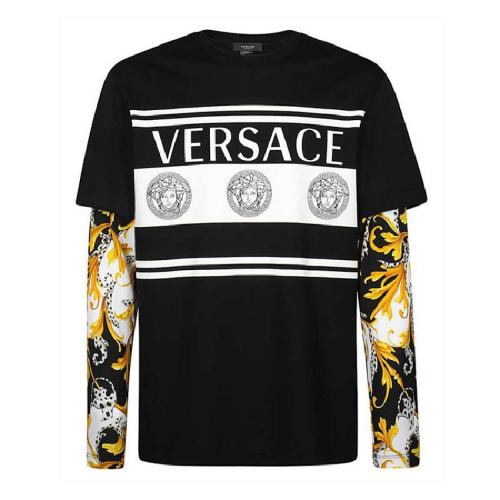  VERSACE/范思哲 男士黑色棉質長袖T恤 A86389A236035 A7027