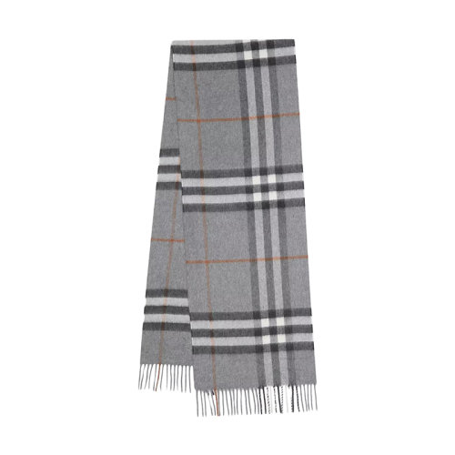 BURBERRY/博柏利新款 男女同款灰色經典格紋羊絨流蘇圍巾80163951