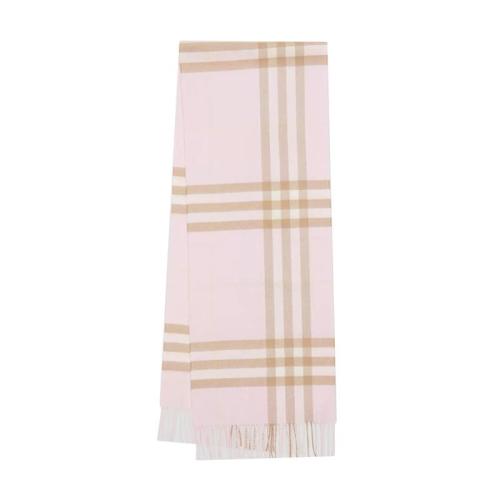 BURBERRY/博柏利 22年早春新款 男女同款雪花白色純羊絨經典格紋圍巾80163961