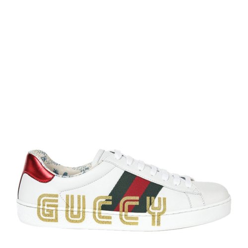 GUCCI/古馳 Ace系列 男士LOGO印花字母花卉白色休閑運動鞋小白鞋板鞋男鞋
