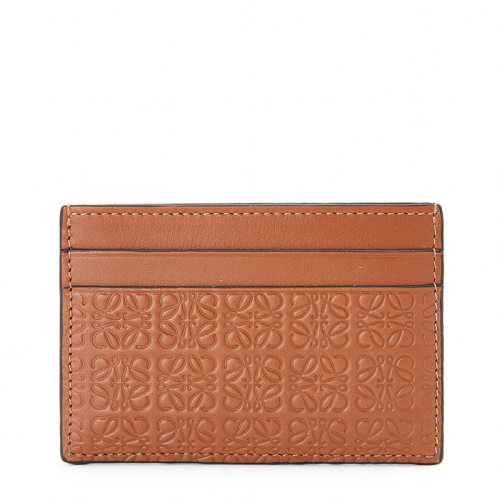 LOEWE/羅意威 20  女士棕褐色徽標(biāo)壓花真絲小牛皮卡片夾0010623585