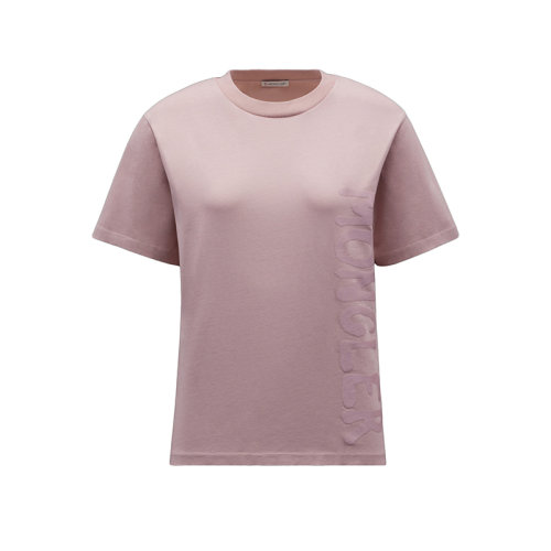 Moncler/蒙克萊 22年秋冬新款 女士花瓣粉色純棉垂直徽標(biāo)印花短袖T恤H20938C00010829HP51A