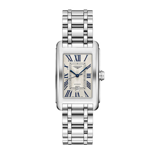 LONGINES/浪琴 黛綽維納系列 自動機芯長方形鋼鏈銀盤男表 27.70 X 43.80毫米L5.757.4.71.6