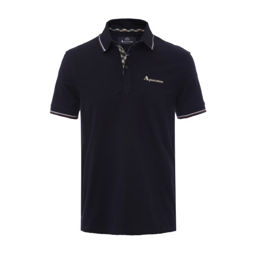 Aquascutum/雅格獅丹 翻領(lǐng)棉質(zhì)純色男士短POLO 短袖POLO衫 男裝 上裝 T恤