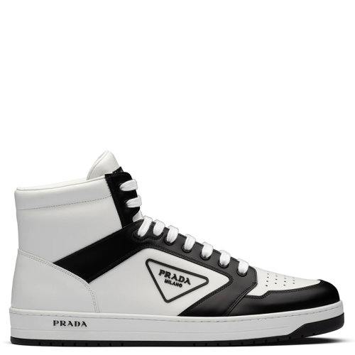 PRADA/普拉達  男士白色/黑色皮革高幫運動鞋2TE182_3LJ6_F0964
