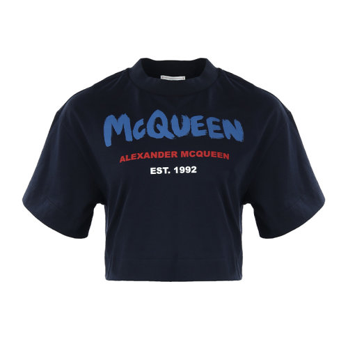 Alexander McQueen/亞歷山大麥昆22春夏字母印花棉質寬松女士短袖T恤687014QZAE0