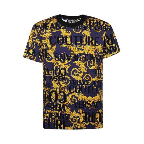  VERSACE JEANS COUTURE 男士黑色棉質短袖T恤 B3GVA7SA S0630 200 PLFSX