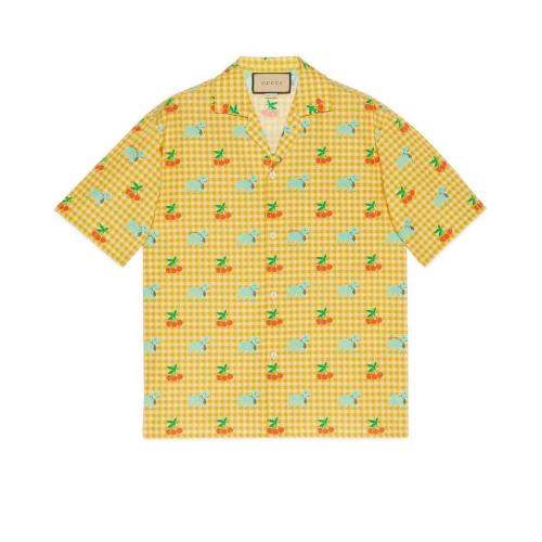  GUCCI古馳 22年秋冬 男士 Gucci HA HA HA特別系列小羊和櫻桃印花襯衫 718033 ZAK3N 7419