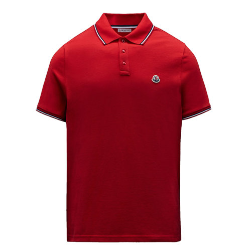 Moncler/蒙克萊 男士猩紅色棉質羅紋領和短袖邊飾三色嵌花POLO衫G20918A0001084556-RE