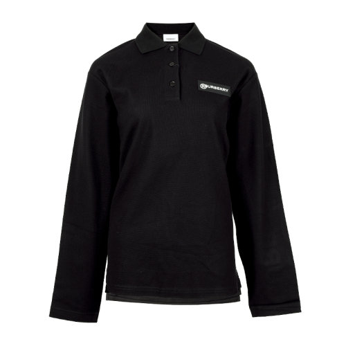 BURBERRY/博柏利 時尚百搭 女裝 女士 黑色棉質長POLO 80245421