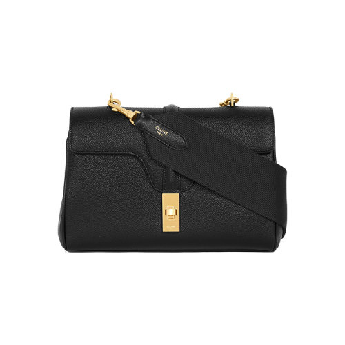CELINE/賽琳 22新款16 TEEN系列 女士黑色小牛皮金扣配可拆卸肩帶翻蓋開合單肩包196853CR8.38NO