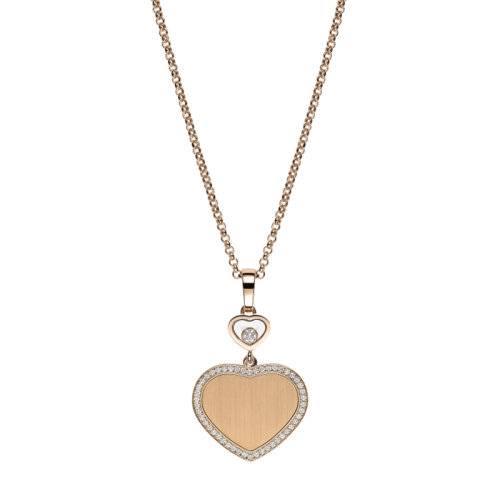  Chopard/蕭邦 HAPPY HEARTS系列 007詹姆斯邦德限量合作款 18K金玫瑰金金色的心鑲鉆項鏈 79A007-5921