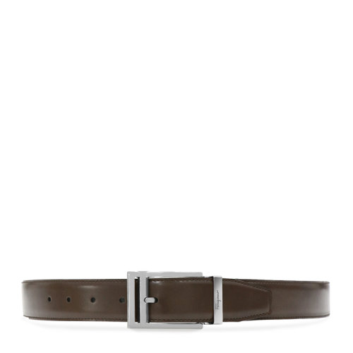 Salvatore Ferragamo/菲拉格慕 男士深棕色LOGO 扣斜紋皮帶 67-9153-0587207