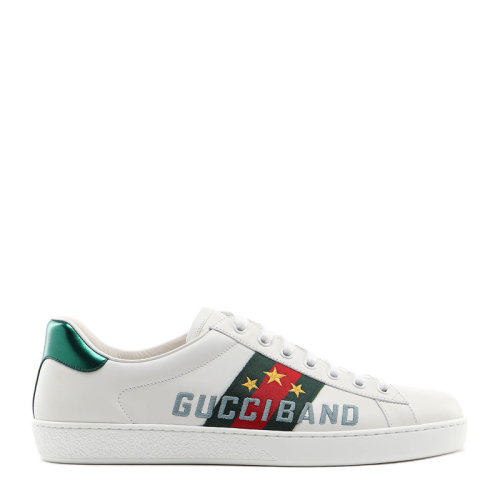GUCCI/古馳 SS20早春款 Ace系列飾 男士白色小牛皮白色彩尾Gucci Band刺繡運動鞋休閑鞋低幫板鞋小白鞋男鞋 603693-0FI10-9069