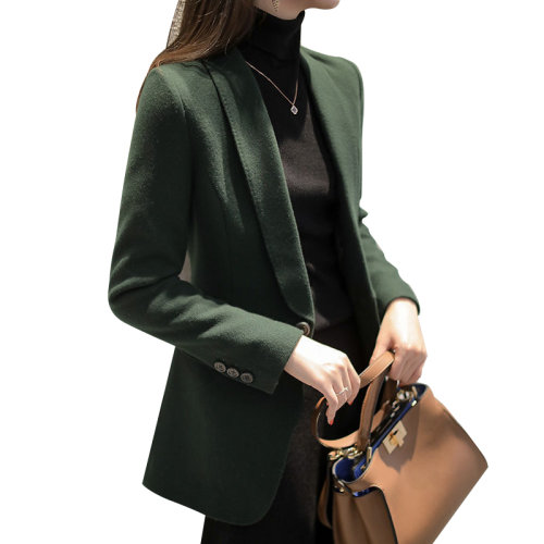 GeleiStory/GeleiStory優(yōu)雅系列墨綠色調(diào)羊毛呢修身顯瘦西服外套 女女士外套＞女士大衣