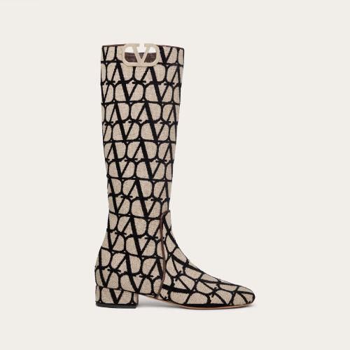  VALENTINO華倫天奴 22年秋冬 女士 高筒靴 BOTTES VLOGO TYPE EN TOILE ICONOGRAPHE， TALON?: