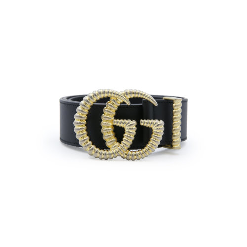 GUCCI/古馳  古琦女士雙G搭扣黑色皮革腰帶 524105 AP00G 1000