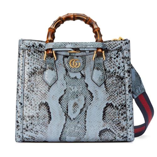  GUCCI古馳 22年秋冬 女士 Gucci Diana蟒蛇皮小號竹節托特包 702721 LU3BT 4465