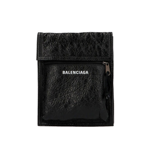 Balenciaga/巴黎世家 男包 男士徽標黑色皮革時尚百搭斜挎包 5322981WGA51000