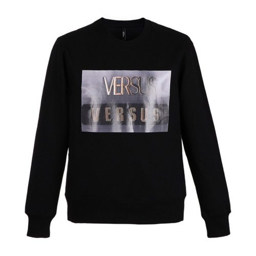 VERSACE/范思哲 男士黑色棉質經典字母徽標印花裝飾圓領長袖上衣衛衣運動衫套頭衫 BU90627-BJ10389-B1008